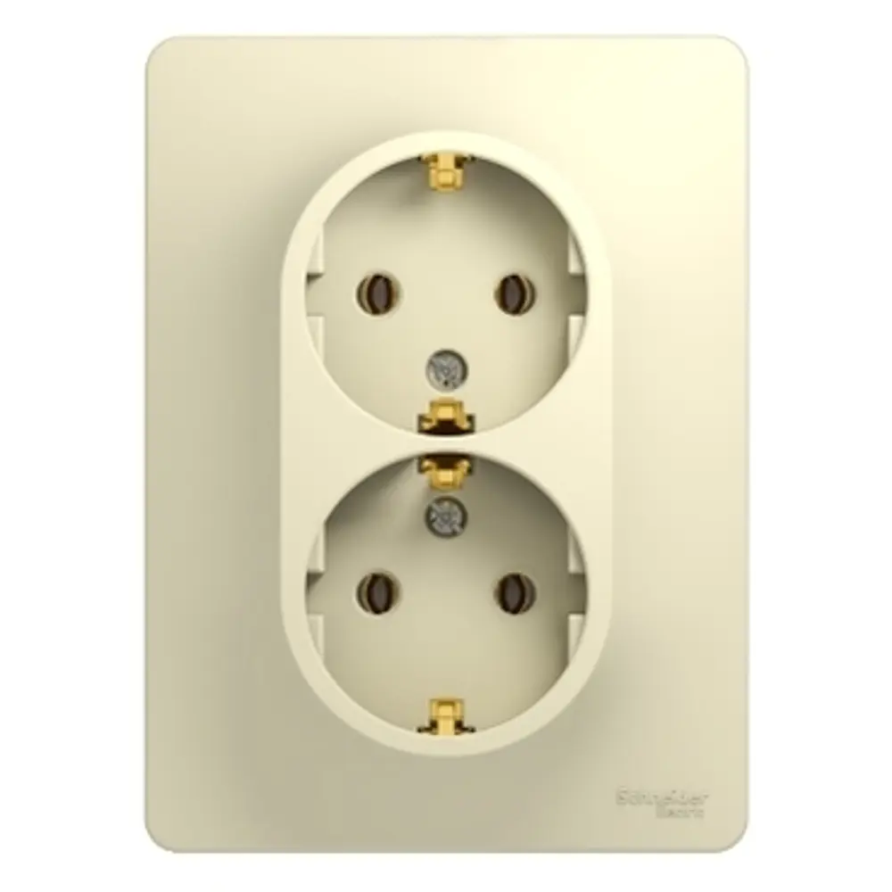 SYSTEME ELECTRIC Glossa - двойная встраиваемая розетка с заземлением в бежевом исполнении 89365956 STLM-1508775
