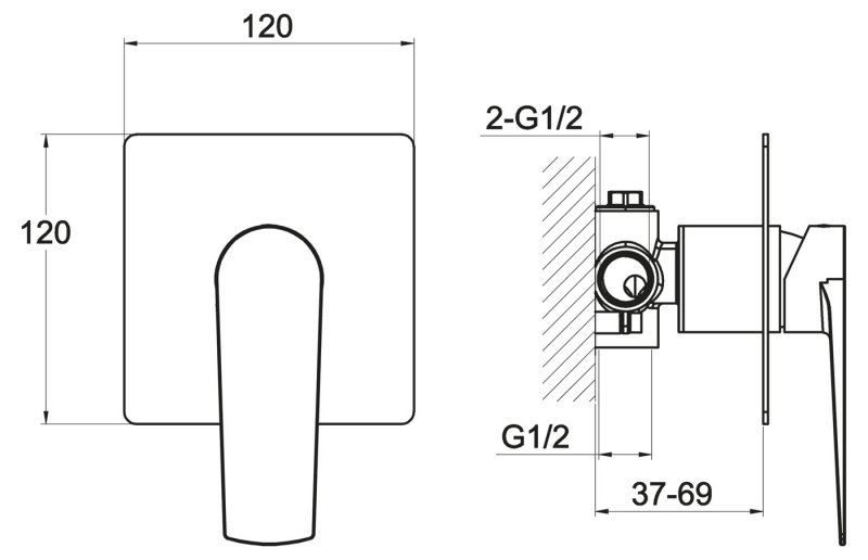 Встраиваемый смеситель CARIN CAR-BDM-CRM BELBAGNO  - Вид №1