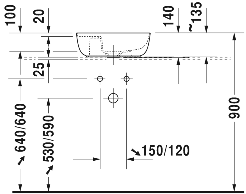 0381422300 Подвесная раковина настенная овальная Duravit Luv - Вид №3