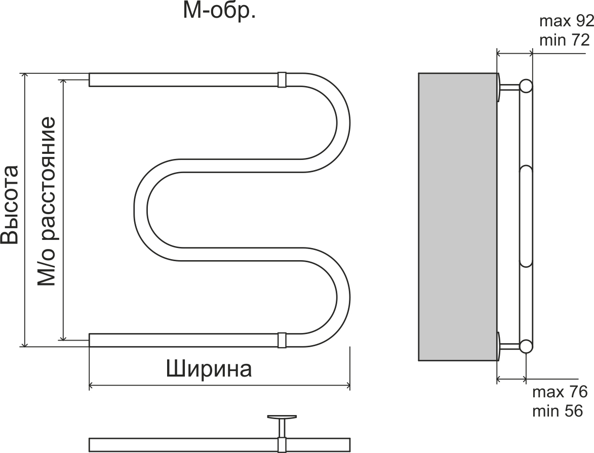 4620768880940 ЭКОНОМ М-обр БШ 500х700 Полотенцесушитель TERMINUS Нержавеющая сталь - Вид №2