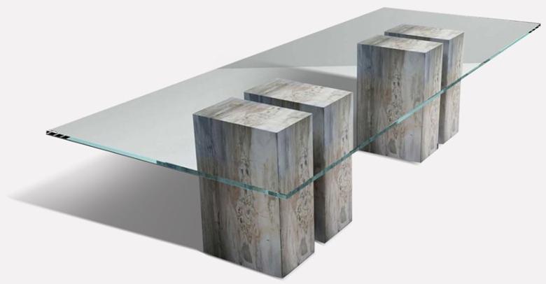 MORADA Прямоугольный обеденный стол из дерева и стекла Petra sun-id-1373690 - Вид №1