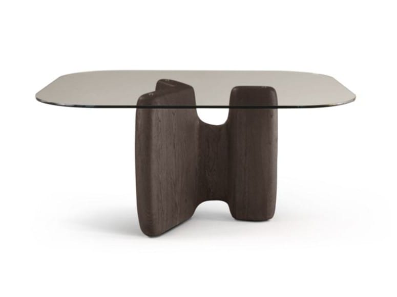 Прямоугольный обеденный стол из дерева и стекла ROCHE BOBOIS RIO IPANEMA ARCH-00062904