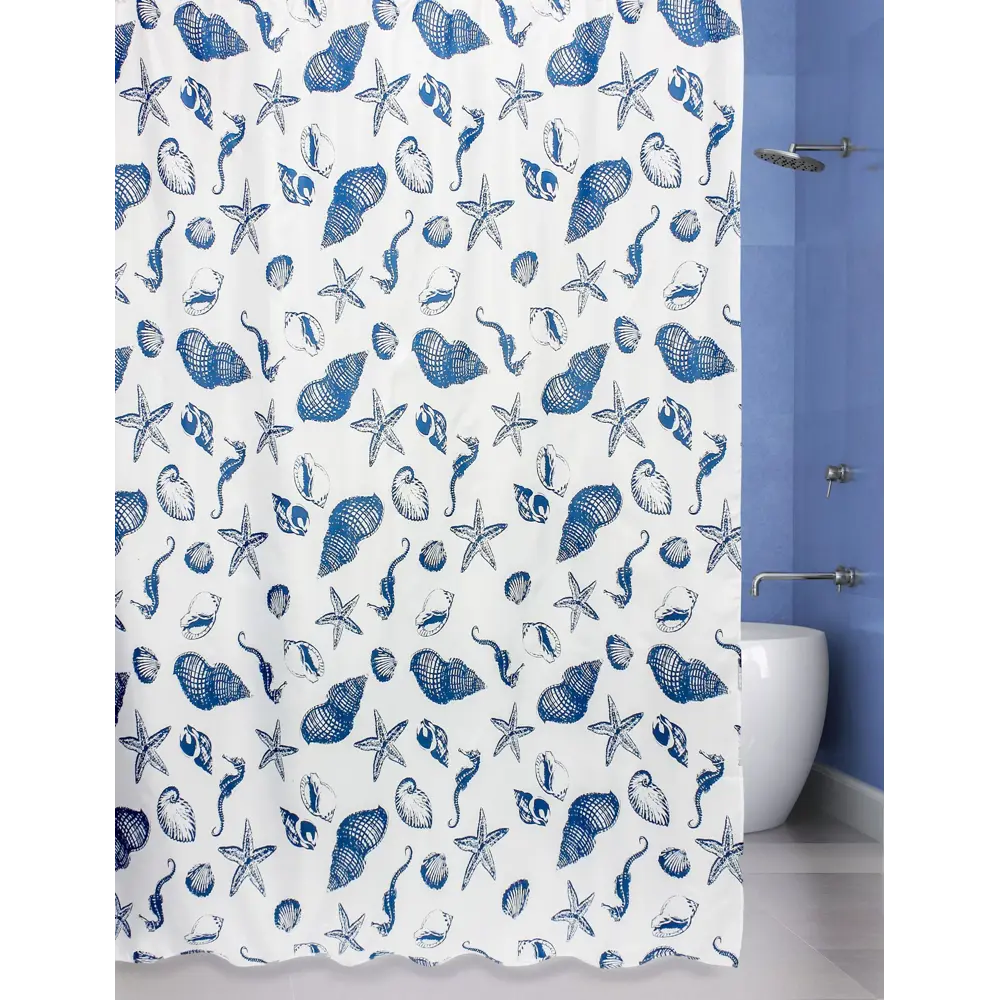 Штора для ванны Ocean, 180х200 см, полиэстер, цвет белый/синий BATH PLUS ШТОРЫ CHARME GREEN STLM-2127697 - Вид №6