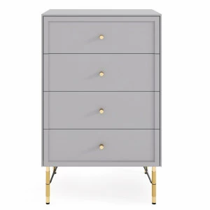 Комод с четырьмя ящиками и металлическими ножками серый Moon BRAGIN DESIGN ДИЗАЙНЕРСКИЕ, MOON 00-3862432 Серый