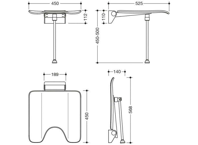900.51.21440 складное сиденье HEWI System 900 - Вид №2