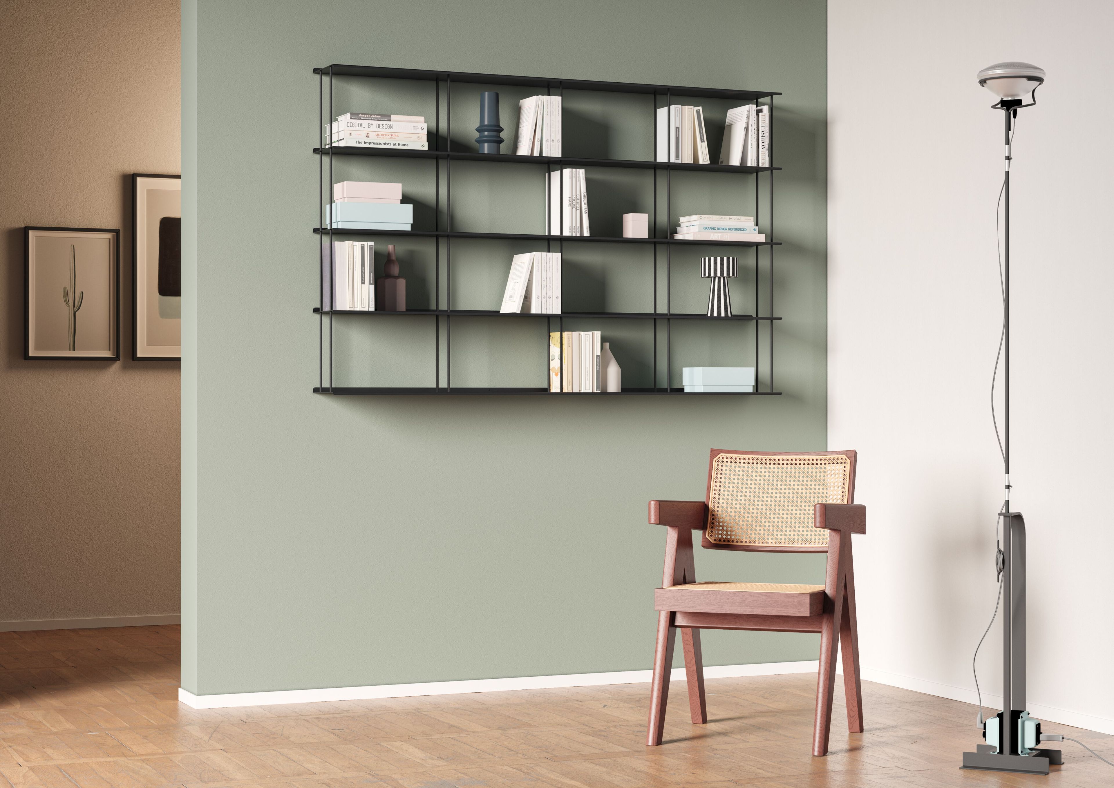 Алюминиевый секционный настенный книжный шкаф KRIPTONITE Krossing Midi ARCH-00127676 - Вид №2