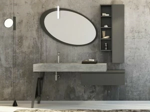 LEGNOBAGNO Отдельная тумба под умывальник из керамогранита с зеркальными дверцами Freedom lineare