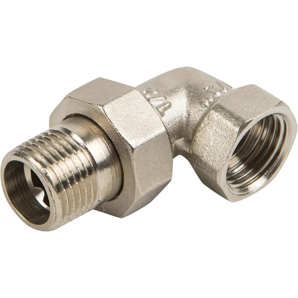 Сгон угловой Valtec, американка, внутренняя-наружная резьба, 1/2", никелированная латунь STLM-2024783