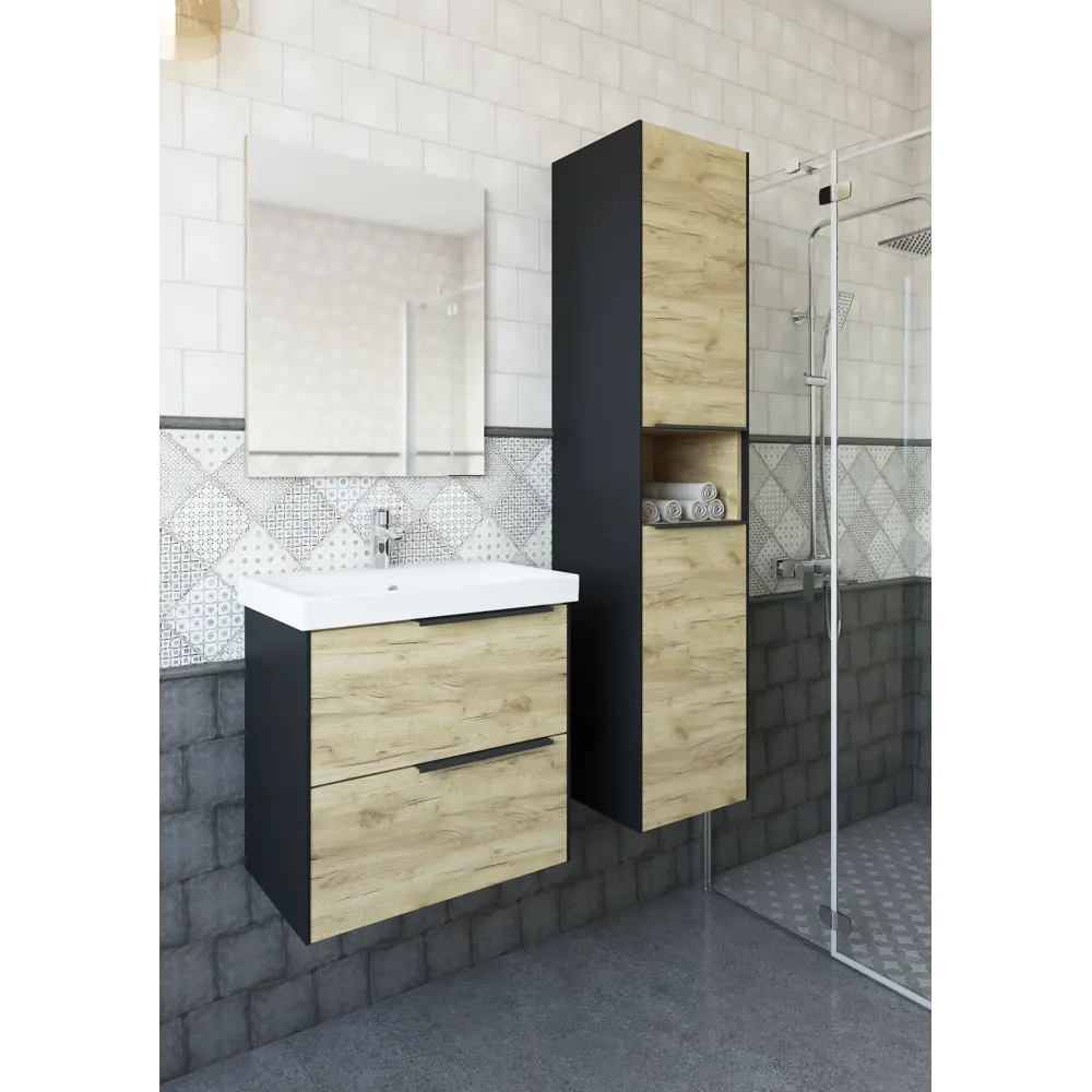 Пенал подвесной Барселона 36 2 полки ЛДСП цвет дуб крафт Santreyd STLM-2201169 - Вид №5