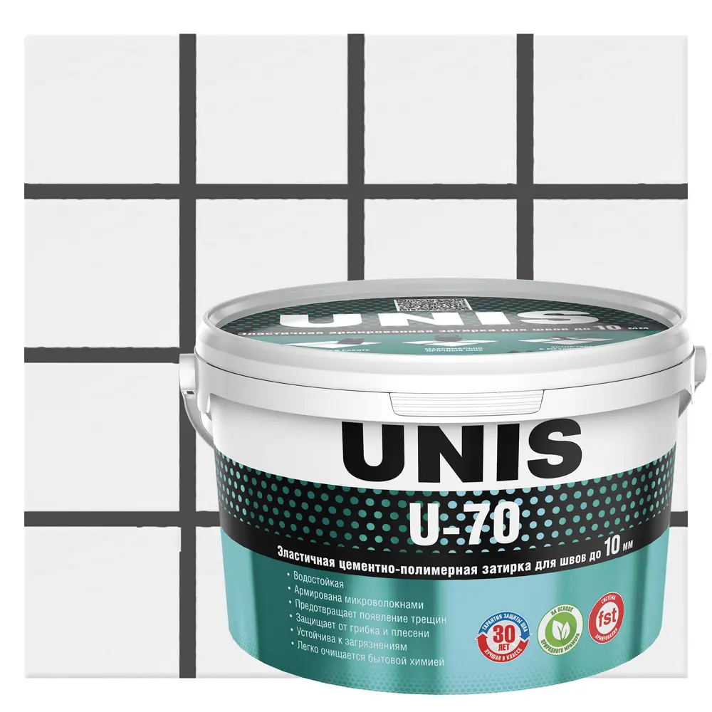 Затирка цементно-полимерная U-70 цвет графит 2 кг Unis STLM-2176209