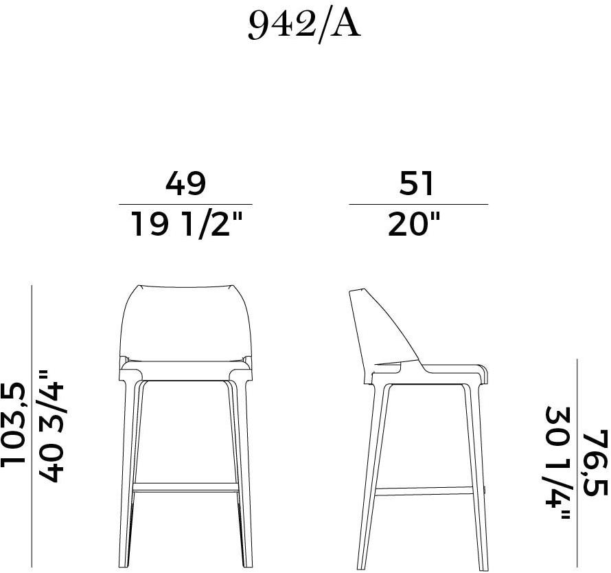 Potocco Кожаный барный стул с подставкой для ног Velis 942/a - Вид №3