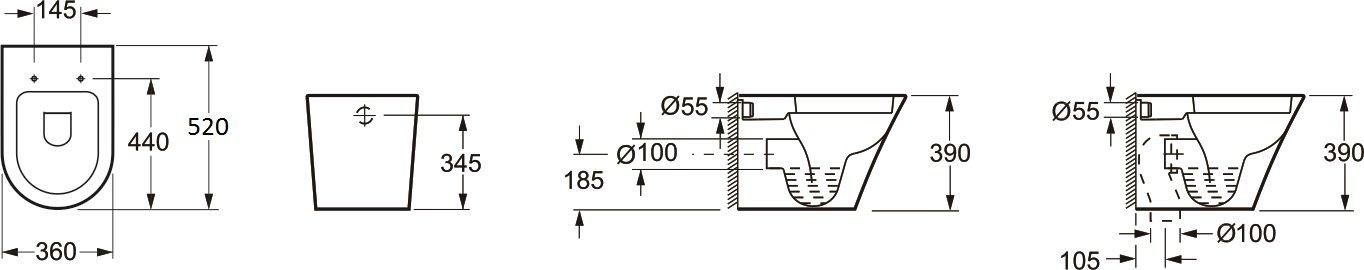 GR-PR3011 Приставной унитаз напольный Белый Grossman MODERN Китай - Вид №1