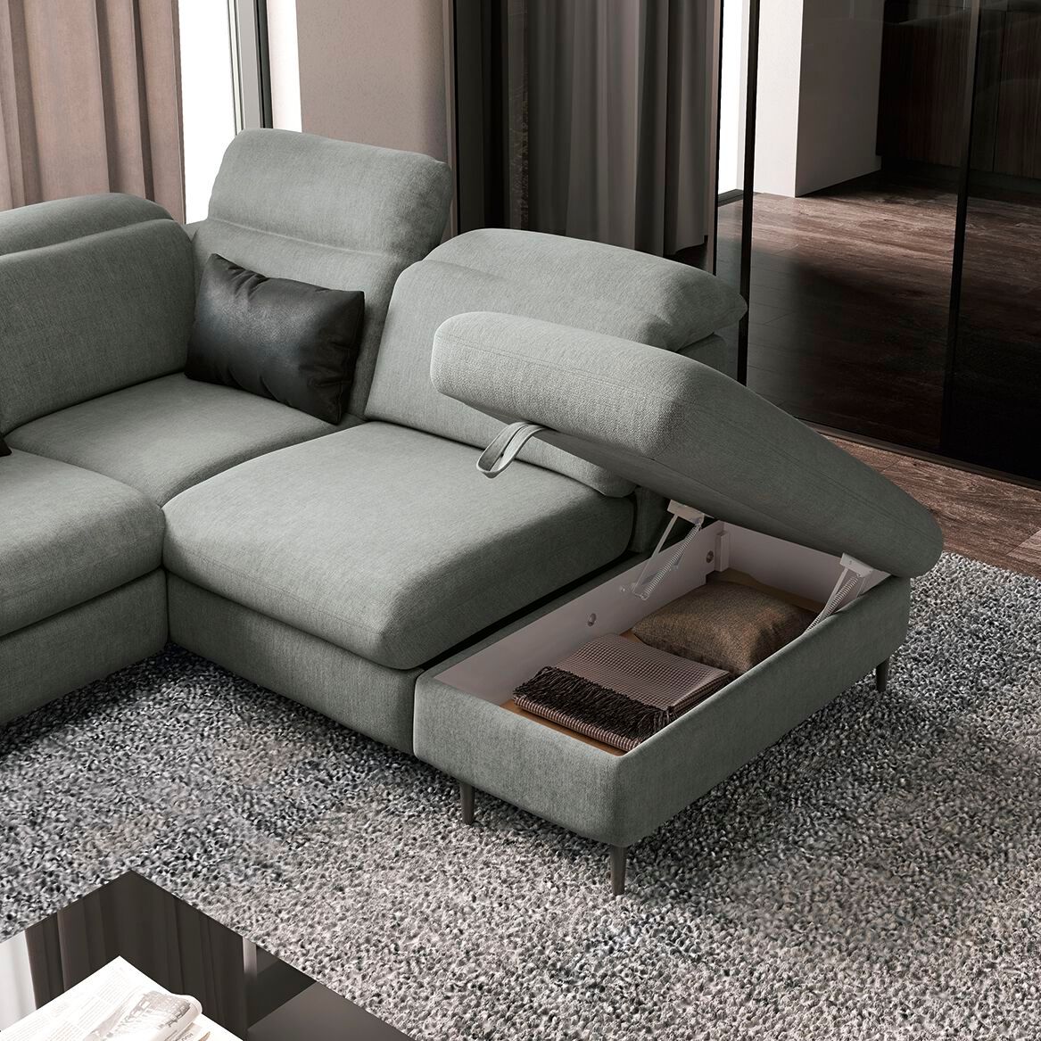 Модульный тканевый диван с отсеком для хранения Febal Casa Must ARCH-00047729 - Вид №9