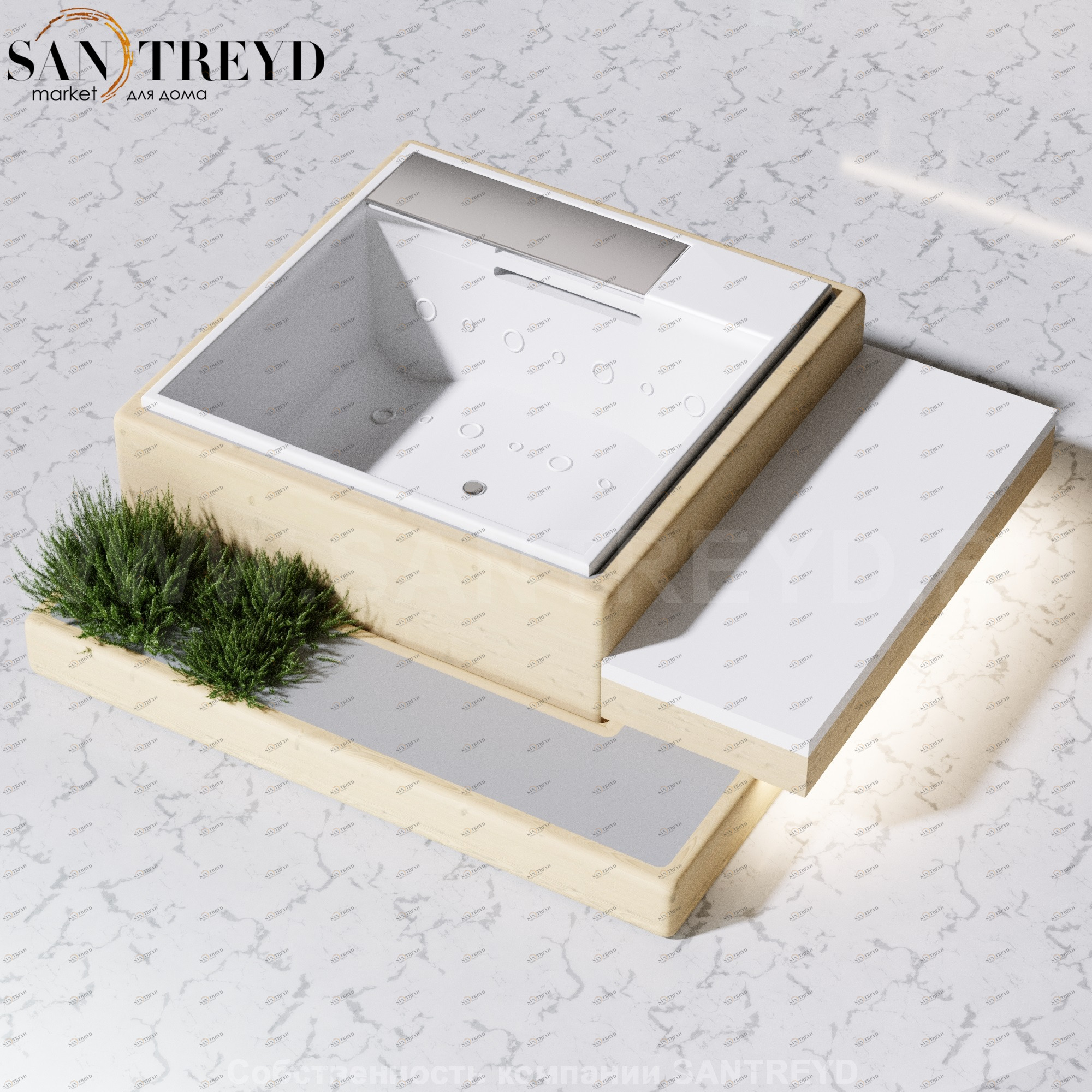 Effegibi WATERDREAM Структура с релаксационным лежаком для минибассейна из древесины окуме AD10000034