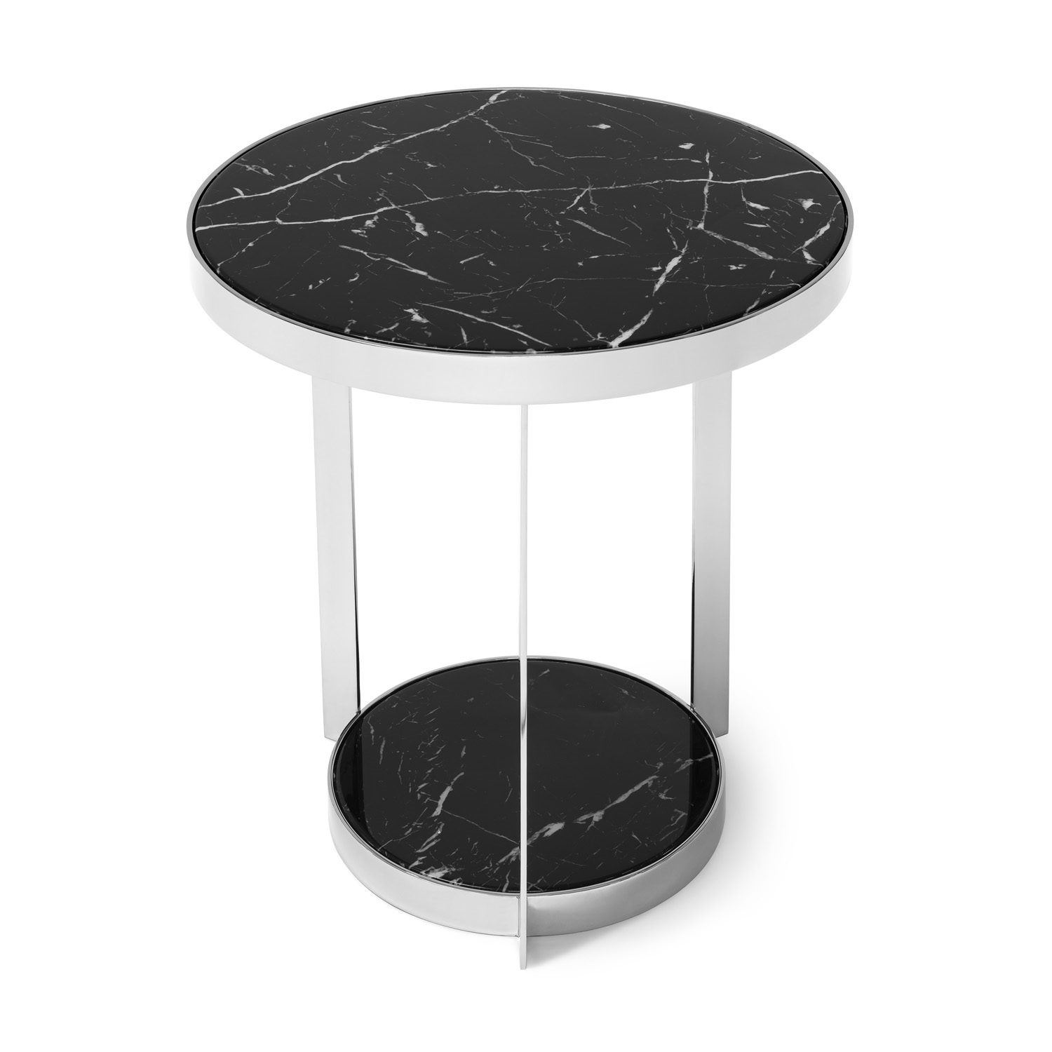 450274-BS ABHIKA БОКОВОЙ СТОЛ FAME H58 D55 BLACK/SILVER  - Вид №1