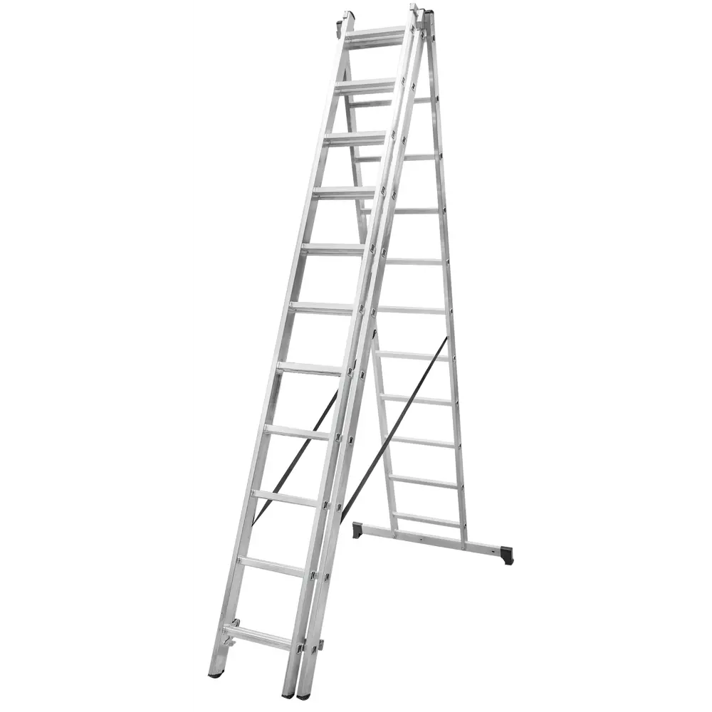 Лестница раскладная выдвижная 3-секционная Standers до 7.09 м 11 ступеней STLM-2111083