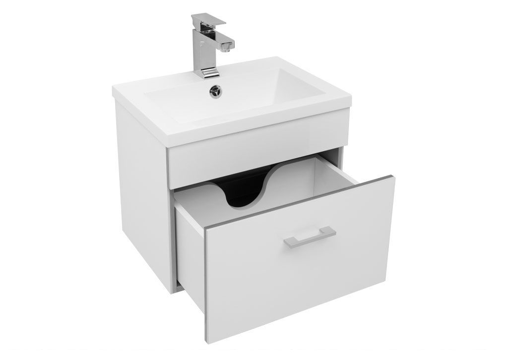 Тумба под раковину Aquanet Верона 50 белый (подвесная 1 ящик) sun-id-275335 - Вид №4