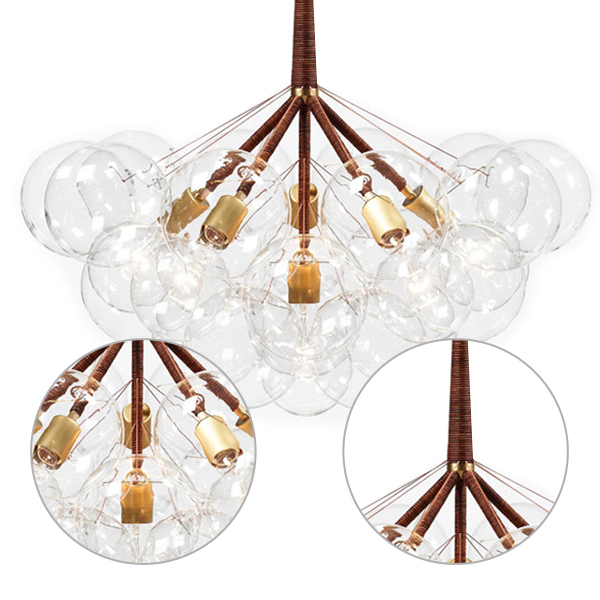 Светильник подвесной 60х50 см коричневый Bulbs 9087/3 brown DELIGHT COLLECTION ДИЗАЙНЕРСКИЕ 00-3883108 Коричневый;прозрачный  - Вид №1
