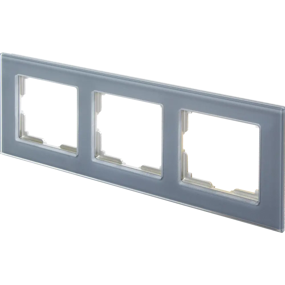 Рамка для розеток и выключателей Werkel Favorit 3 поста стекло цвет серый STLM-2165793 - Вид №1