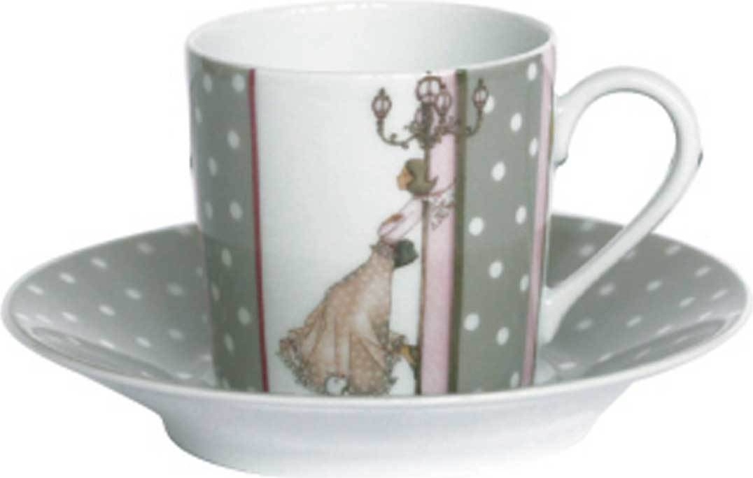 10562002 Haviland Набор из 4 кофейных чашек с блюдцами 110мл "Мадемуазель развлекается" Фарфор 