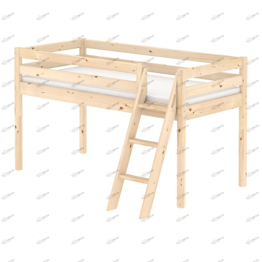 Кровать Flexa Classic с наклонной лестницей, лакированная, 200 см 9010308101