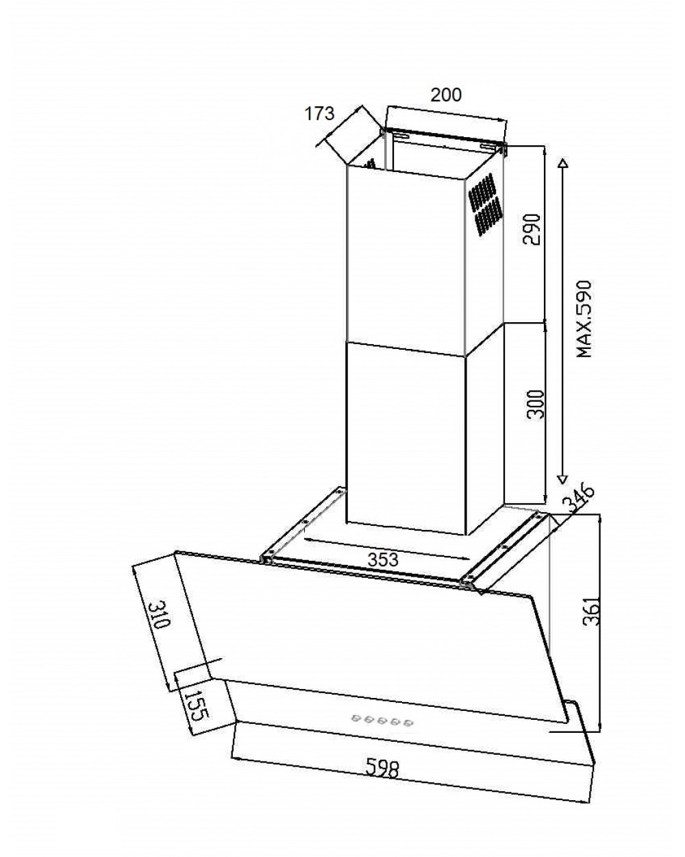 9145440 Вытяжка наклонная SCHTOFF AMERICA 60 черный/черный STDN-0083800 - Вид №1
