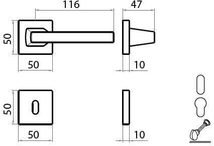 GHIDINI Алюминиевая ручка на розетке с накладкой  77696211333  - Вид №1