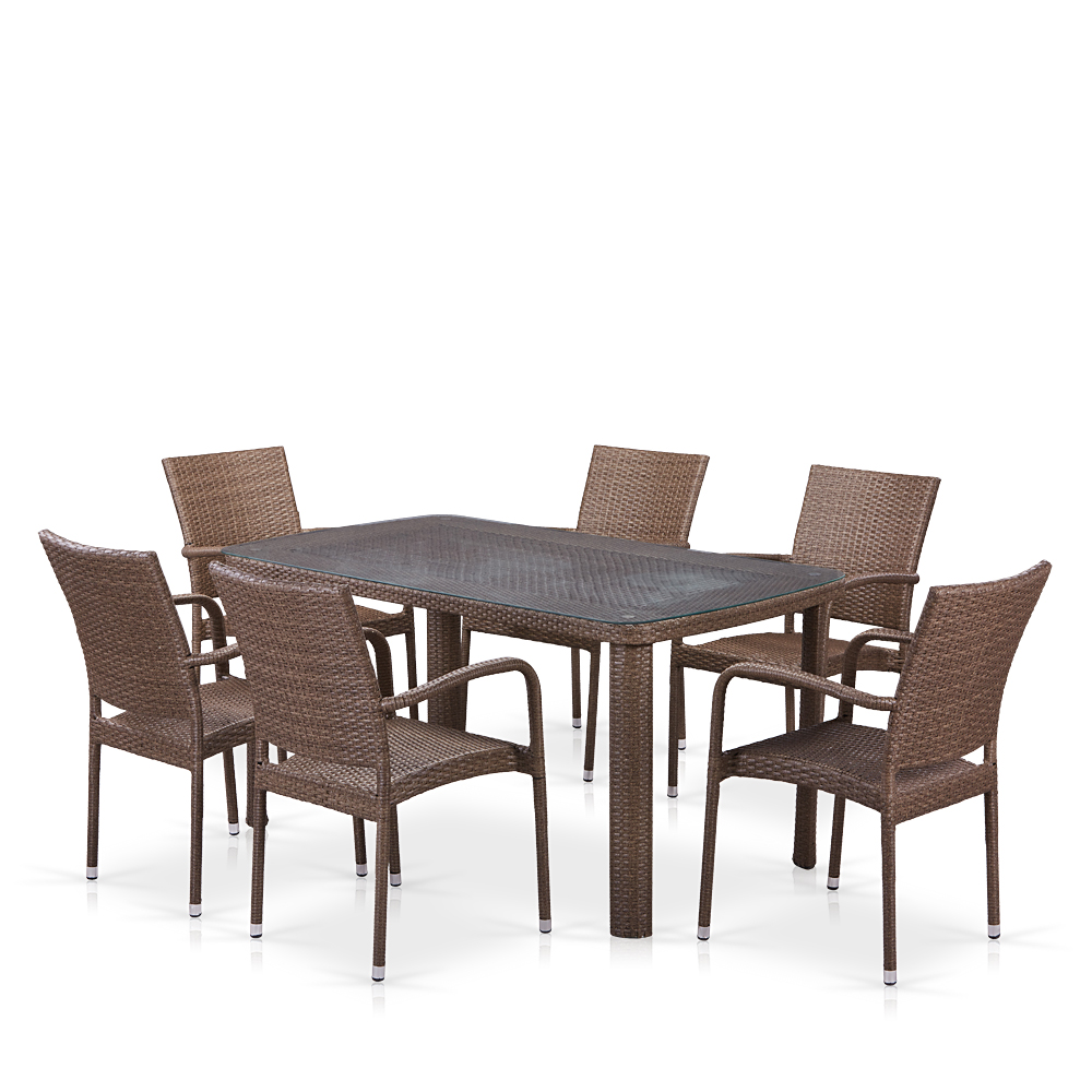 T51A/Y376-W773-150x85 6Pcs Brown Комплект плетеной мебели Afina 
