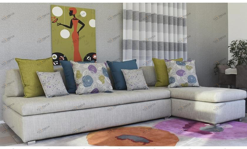 ART CASA 3-х местный тканевый диван с шезлонгом  D-long 