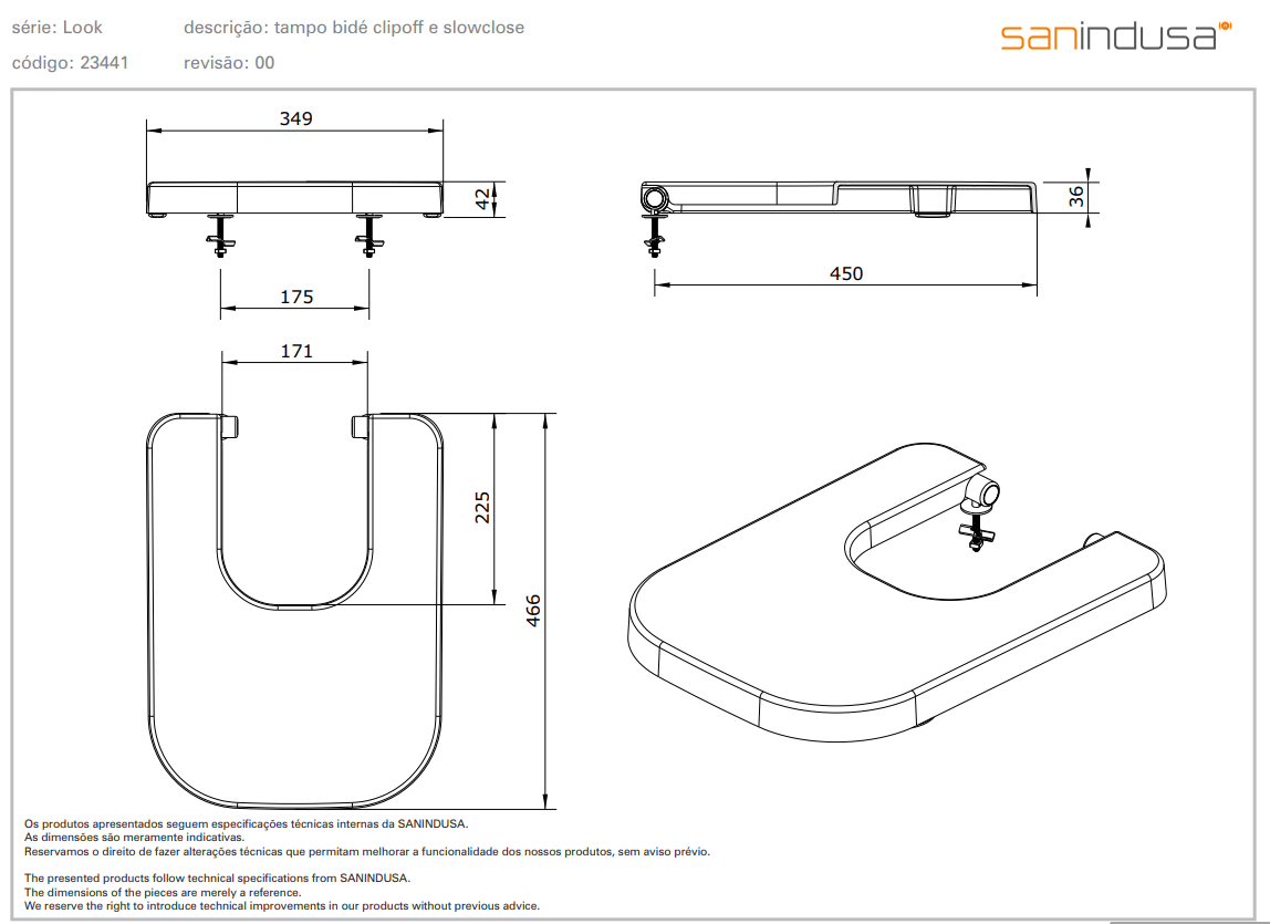 2344100 Крышка биде для унитаза Sanindusa Look - Вид №1
