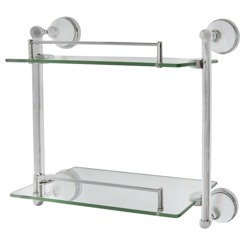 Полка для ванной Brissen Aster двухъярусная прямая цвет хром белый B2207-2 STLM-2206650