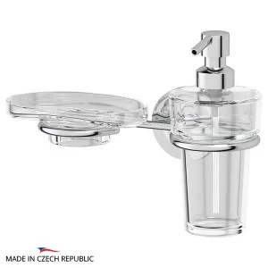 Держатель с прозрачными дозатором 250 мл и мыльницей Ellux ELEGANCE ELE 008-C03