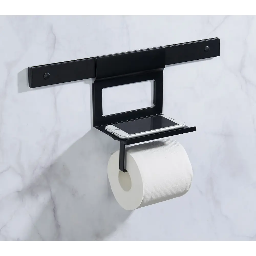 Держатель для туалетной бумаги Swensa Lund для рейлинга с полкой цвет чёрный STLM-2085615 - Вид №2