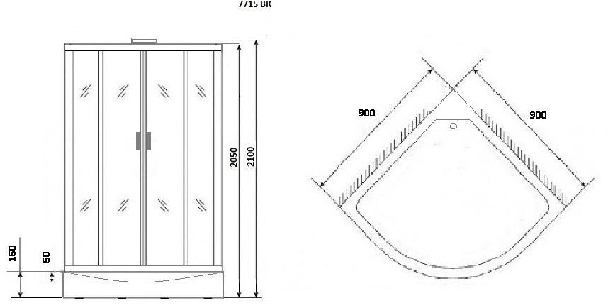Душевая кабина NG-7715WBK (900x900х2100) низкий поддон стенки БЕЛЫЕ БЕЗ КРЫШИ 4 места Niagara Luxe - Вид №3