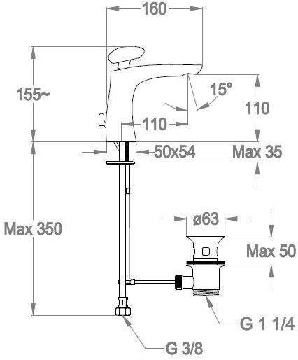 Fir Italia Смеситель для умывальника, однорычажный Synergy stone 95 9511201 - Вид №2