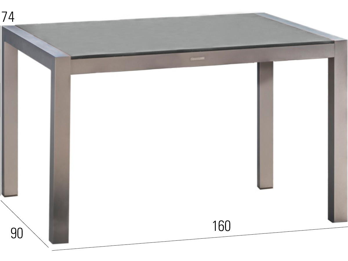 98.00.0865 Обеденный набор Брисбен нержавеющая сталь / Tex 9 предметов. - включая 8 кресел из нержавеющей стали Brisbane Tex taupe, 1 стол из нержавеющей стали Kennedy 90 × 215 Mbm  - Вид №1