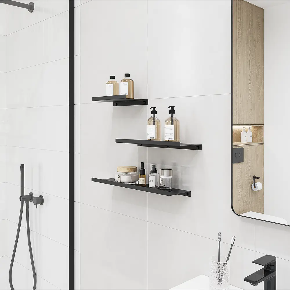 Настенная полка 33x12 см металл цвет черный KONSENSA STLM-2067496 - Вид №4