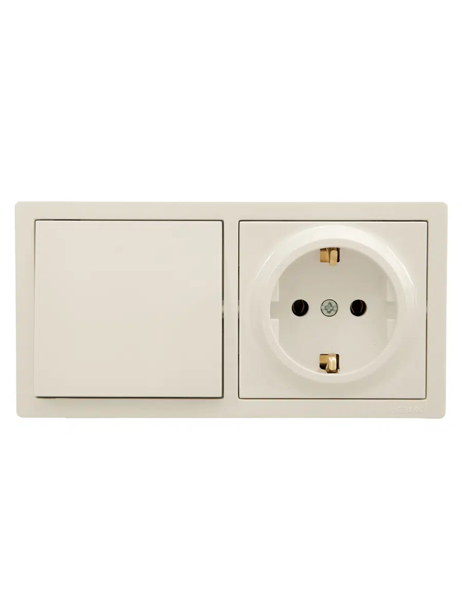 LETO Выключатель и розетка с/з, крем горизонталь LEZARD 752-0300-170BAP