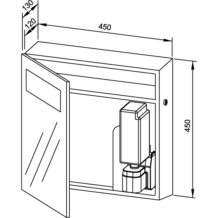 727851 Зеркальный шкаф комбинированный мыло/бумага (сенсор) WP600e WAGNER_EWAR Wagner Ewar  - Вид №1