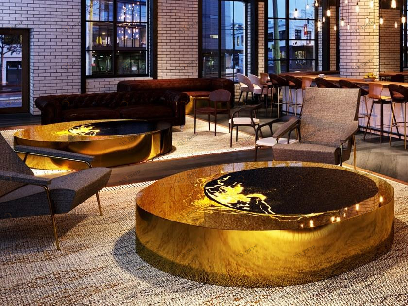 Unica by Tecnotelai Круглый журнальный столик из нержавеющей стали и стекла Eclisse sun-id-1427310