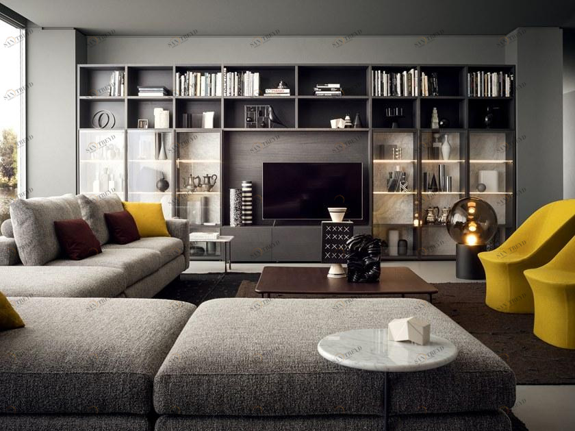 PIANCA Модульный книжный шкаф из дерева и стекла Spazioteca sun-id-1427300