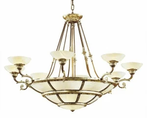 Possoni Illuminazione Люстра из ржавого сусального золота со стеклом из оникса Raffaello 1999/14+8