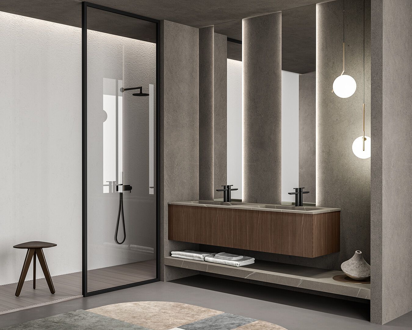 Двойной подвесной туалетный столик с зеркалом BMT Dfly ARCH-00006182 - Вид №1