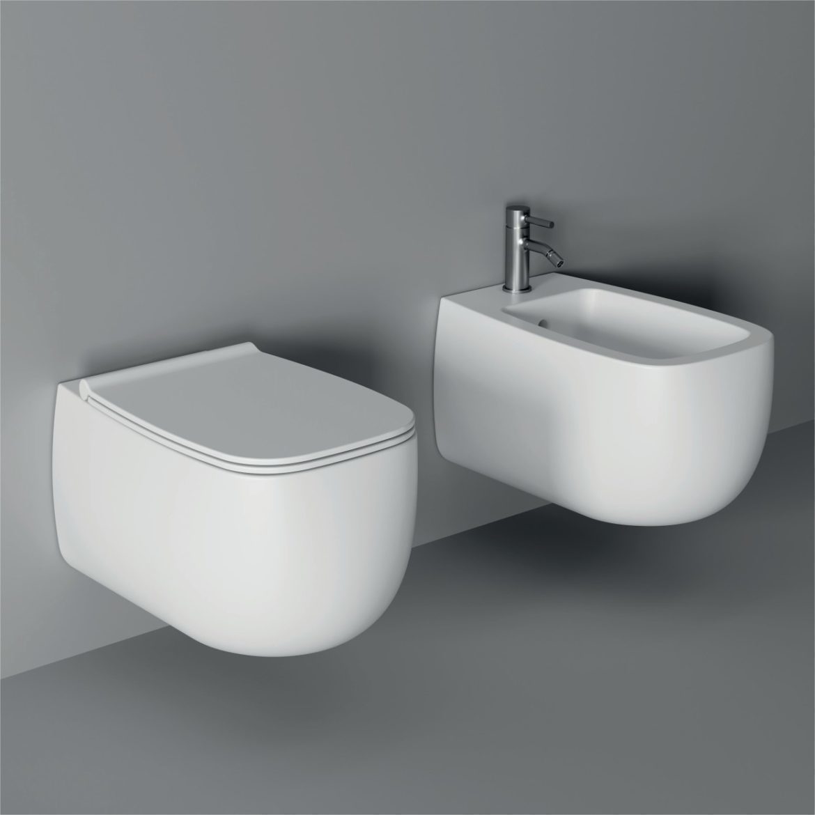 33120101.09 Подвесной унитаз 550х335х450 мм Alice Ceramica Nur безободковый выпуск в стену Белый матовый - Вид №1