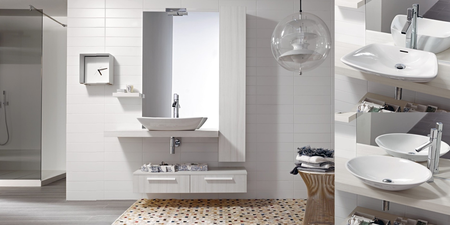 Комбинация ванной комнаты FLY112 в отделке Fly Ceramica / Venato Latte MILLDUE FLY - Вид №1