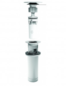 128100 000 00  Универсальный слив с фонарём и вертикальным сифоном, двустворчатый клапан Д. 65 мм, хромированная латунь Valentin Хром