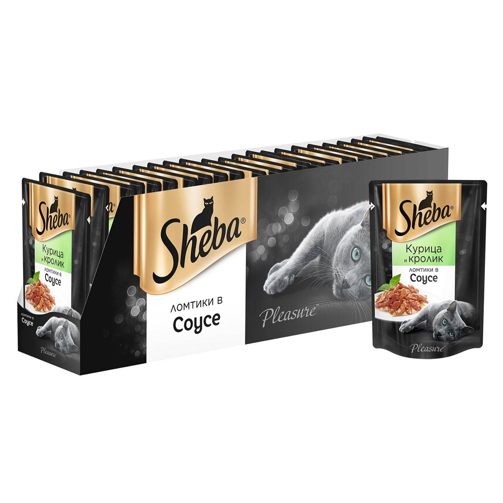 ПР0014921*24 Корм для кошек Pleasure ломтики в соусе курица и кролик конс. пауч 85г (упаковка - 24 шт) SHEBA 