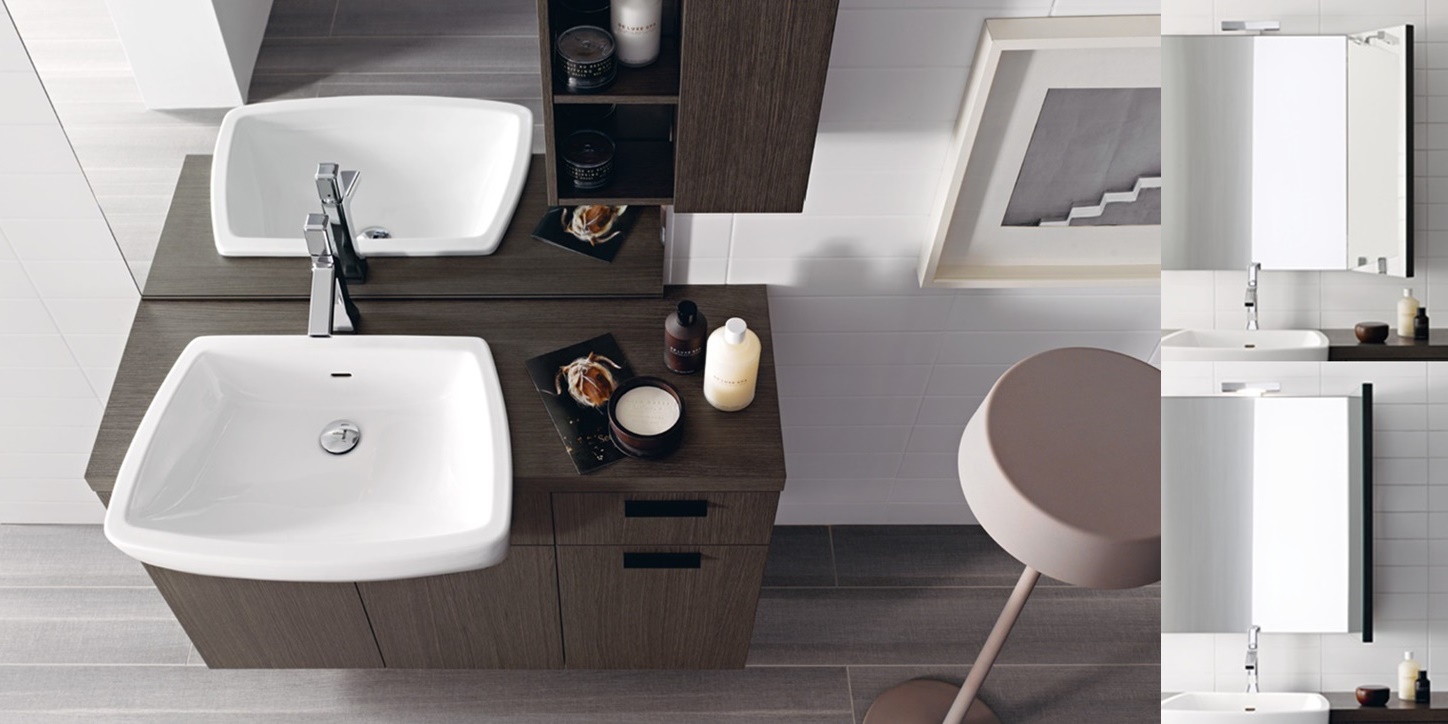 Комбинация ванной комнаты FLY127 в отделке Fly Ceramic / Rovere Grigio MILLDUE FLY - Вид №1