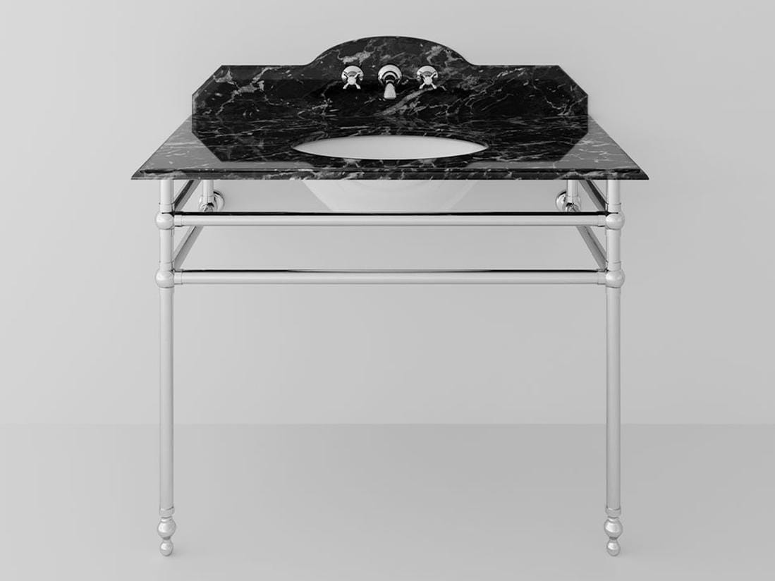 Овальная мраморная консольная раковина с держателем для полотенец Park Avenue MARBLE & METAL 2 ARCH-00116627 - Вид №1