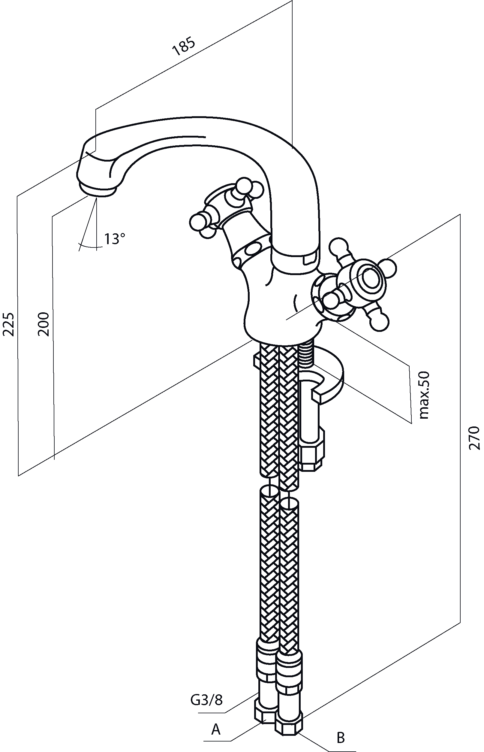 F2500000 смеситель д/кухни излив 200 мм хром шт AM.PM 5 O'Clock  - Вид №1